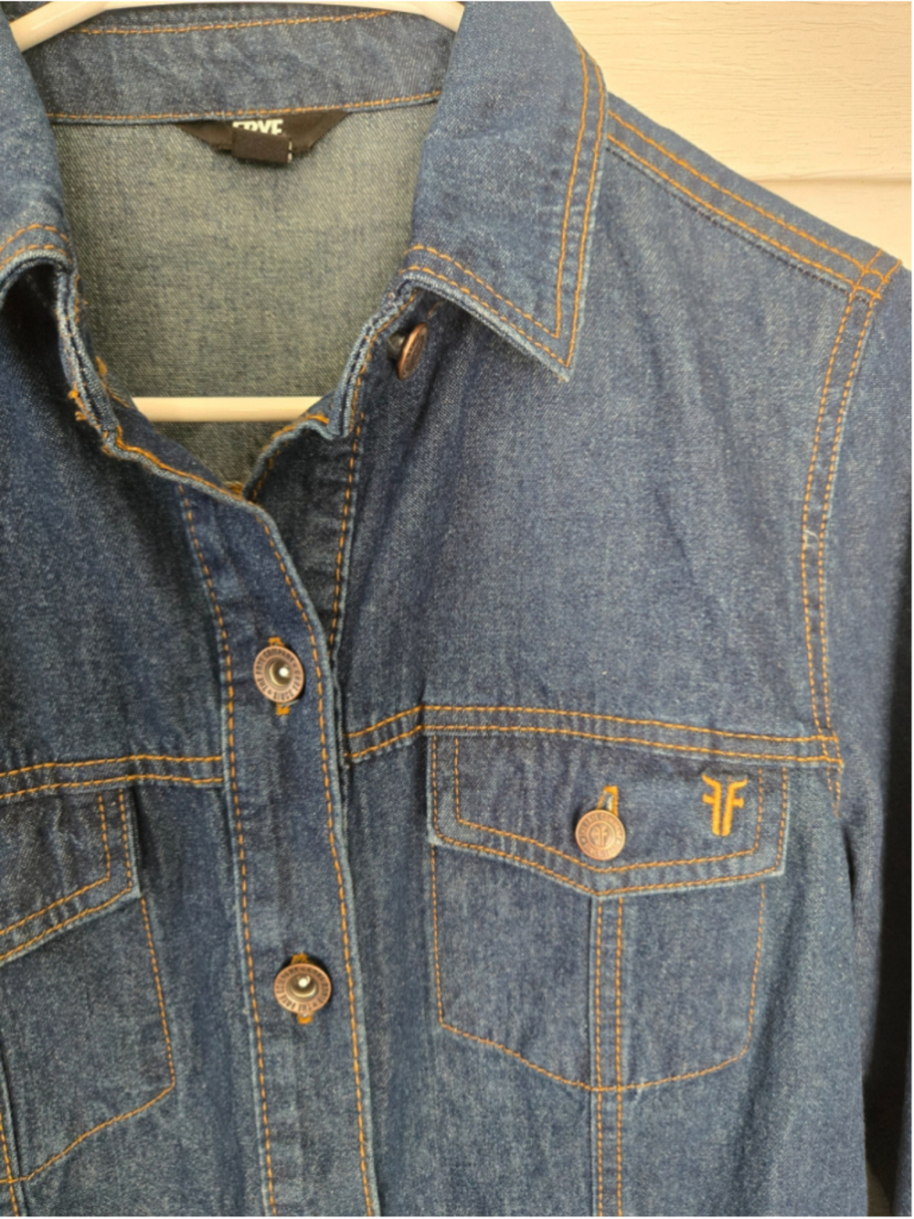 Women's FRYE Blue Denim Long Sleeve Dress S - Picture 6 of 7